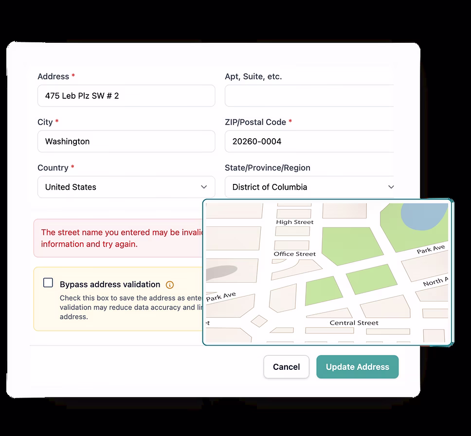 Confirm your delivery address screen for association print fulfillment