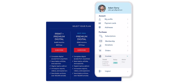 Client portal for self-serve subscription management