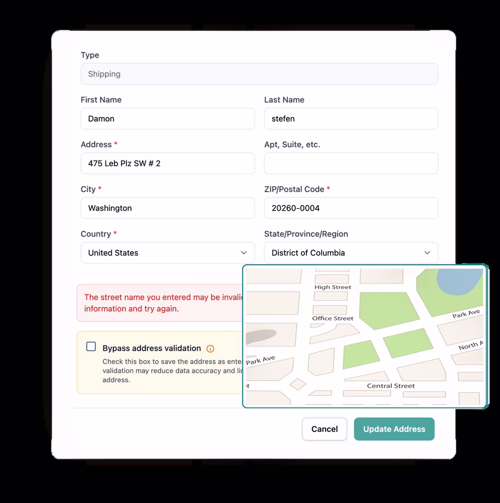 DueDate Pro interface for print delivery and address validation