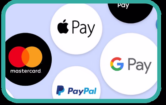 Modern payment types including Apple Pay and Google Pay
