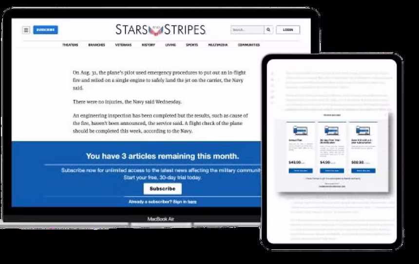 Stars and Stripes paywall UI facelift