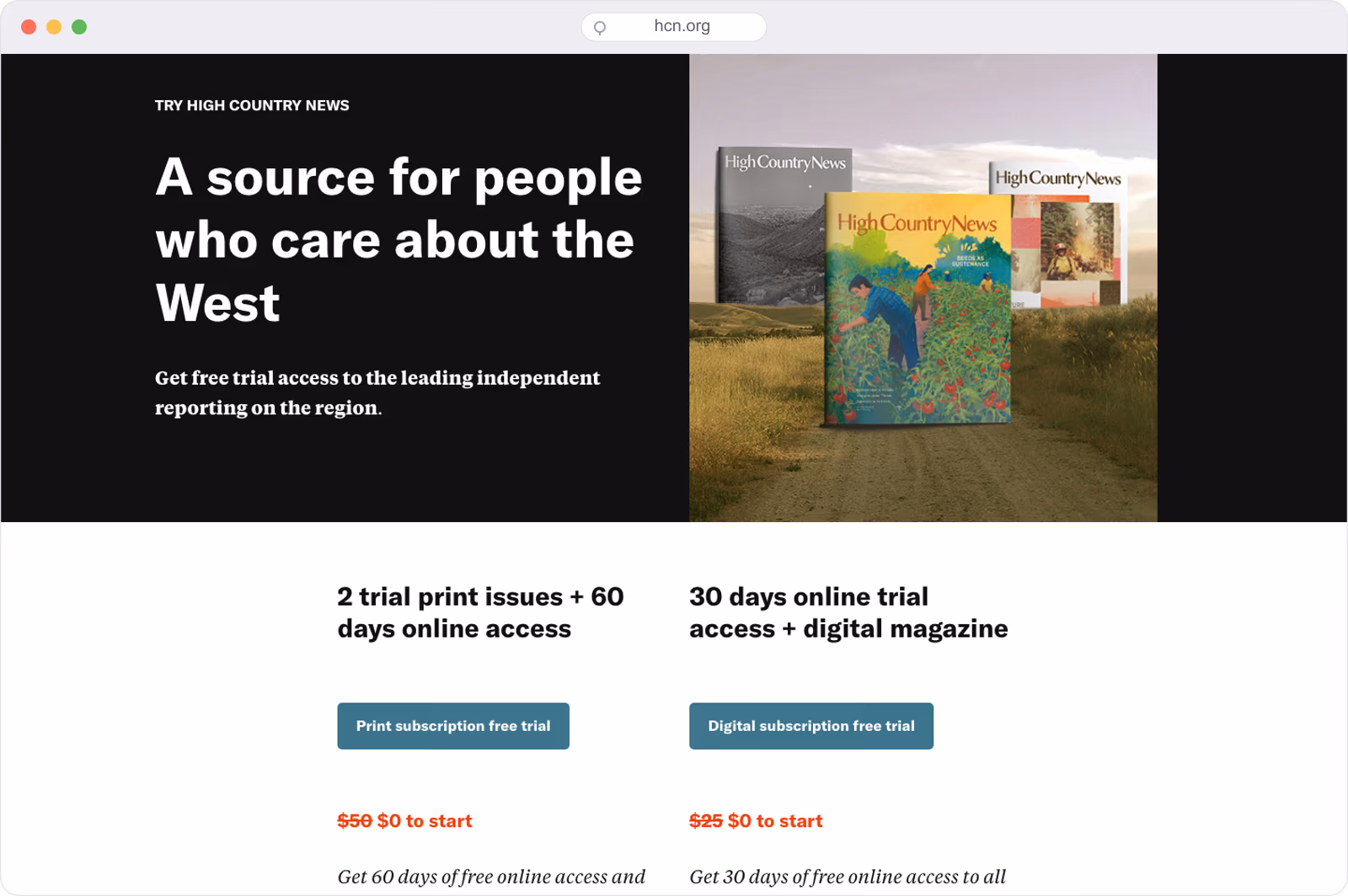 High Country News free-trial offer