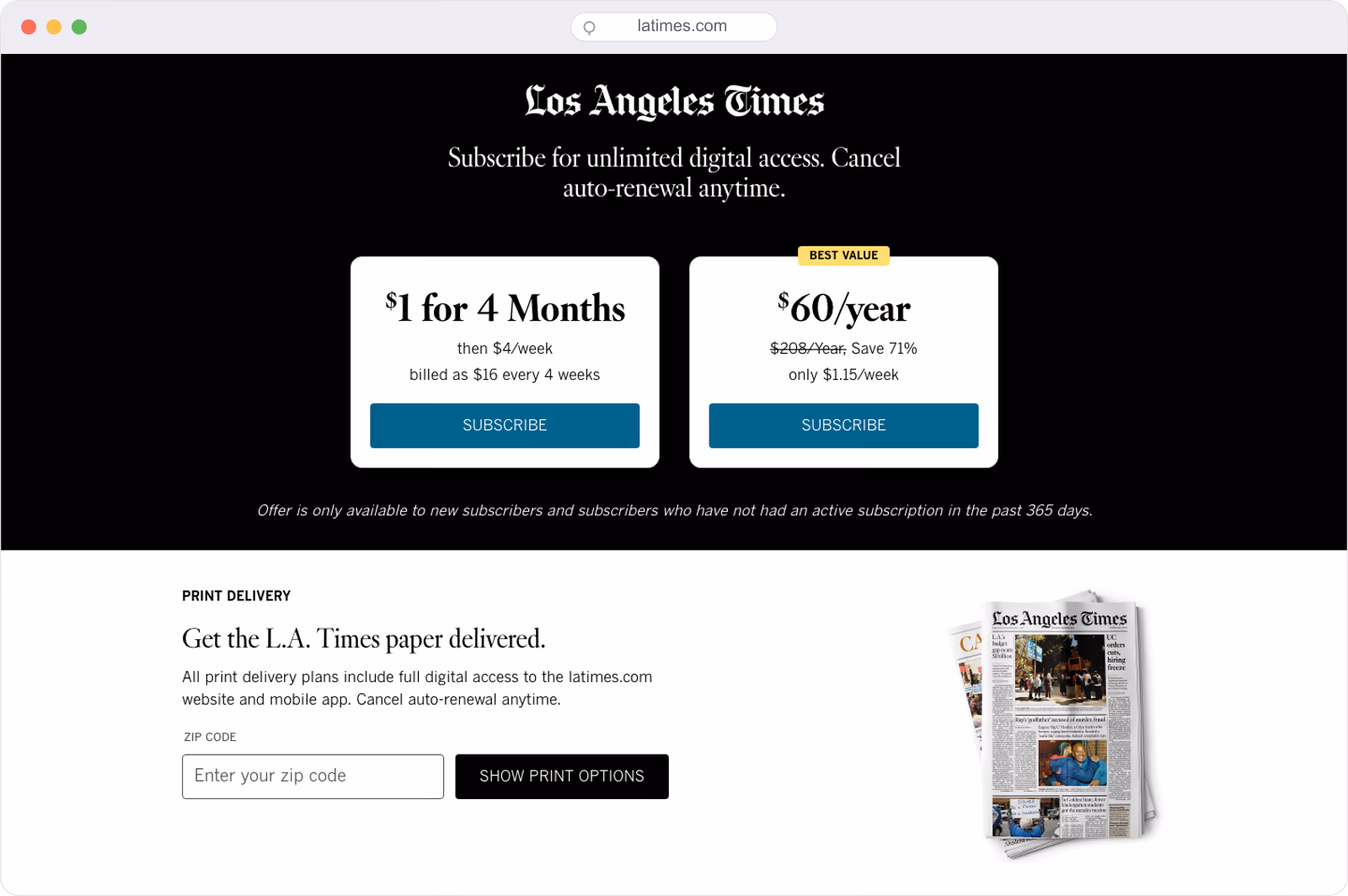 Los Angeles Times subscription offer