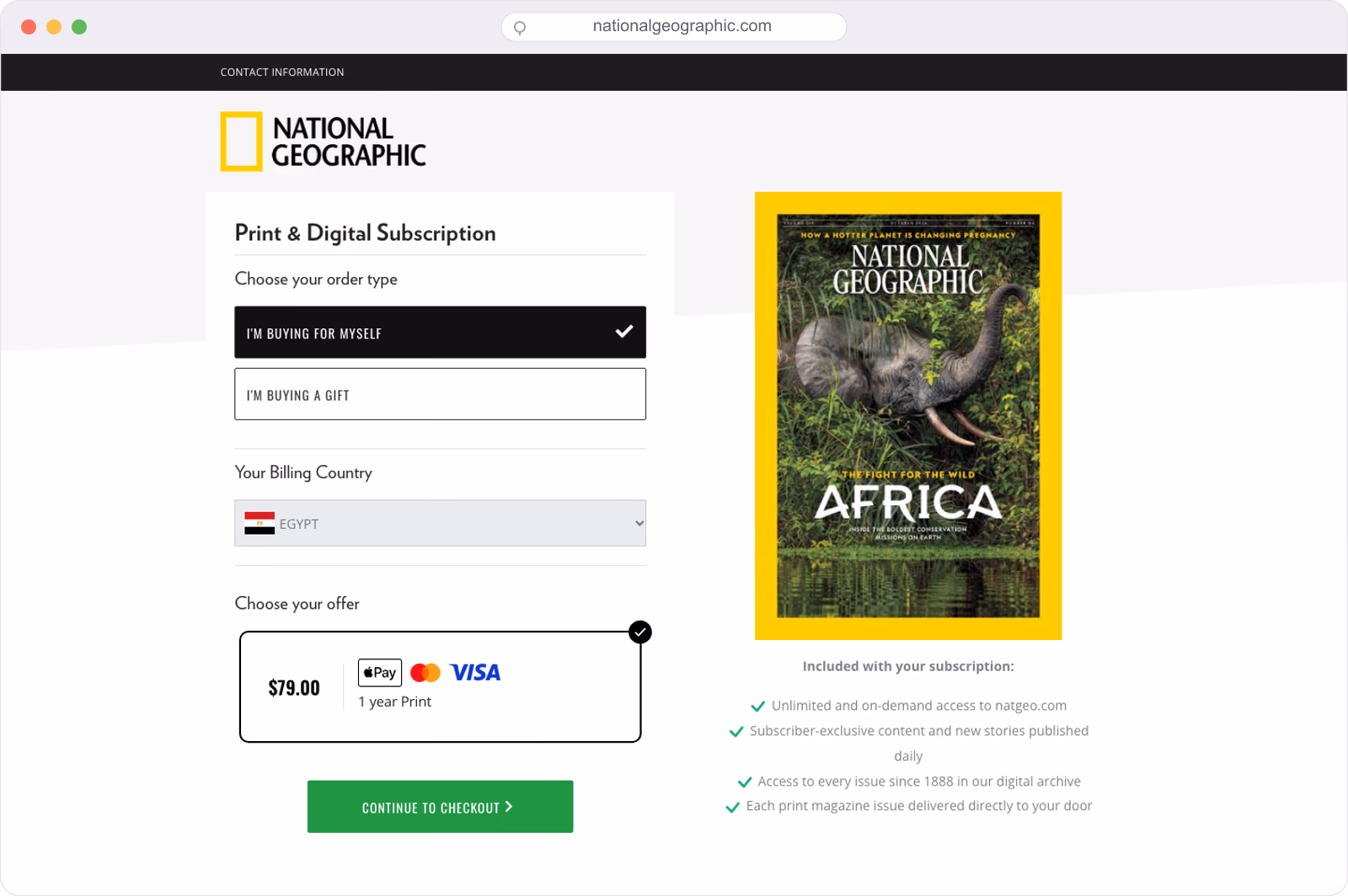 National Geographic subscription offer