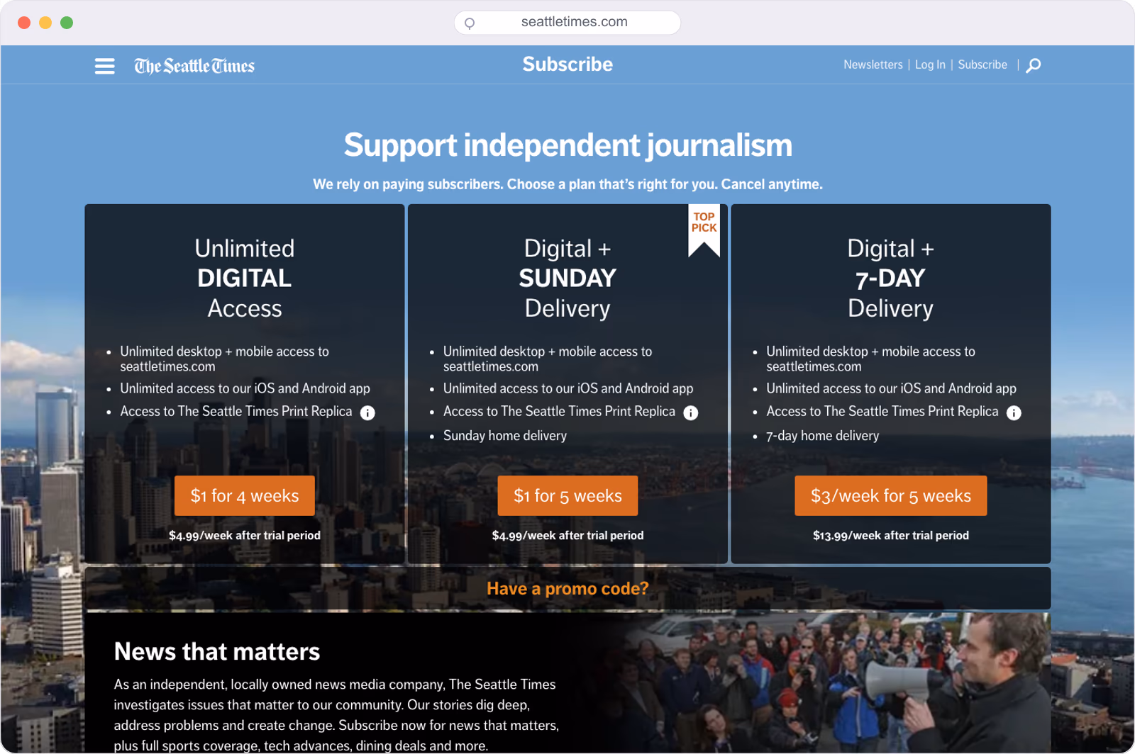 The Seattle Times subscription offer