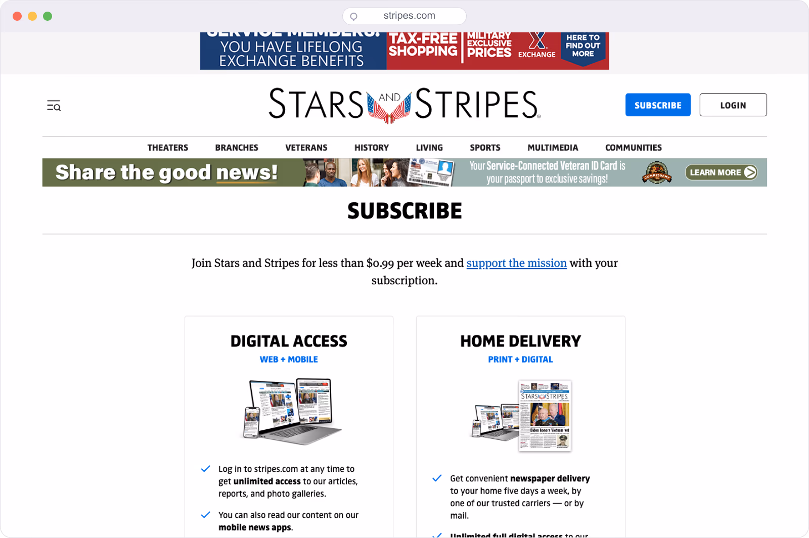 Stars and Stripes subscription offer