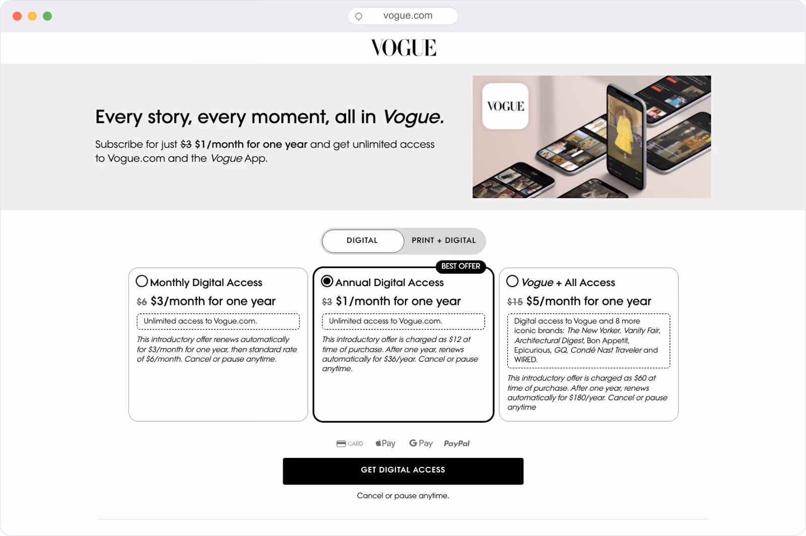 Vogue subscription offer