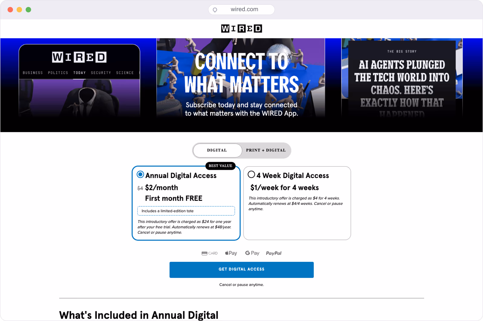 Wired subscription offer