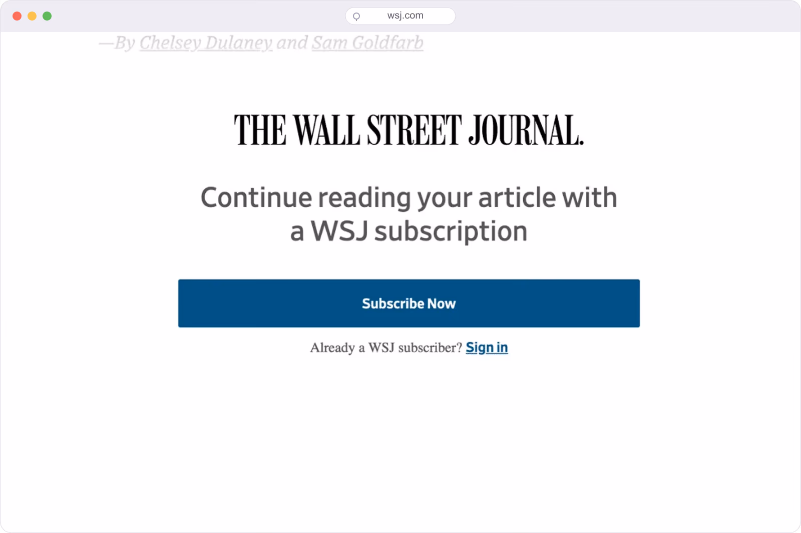 The Wall Street Journal hard paywall