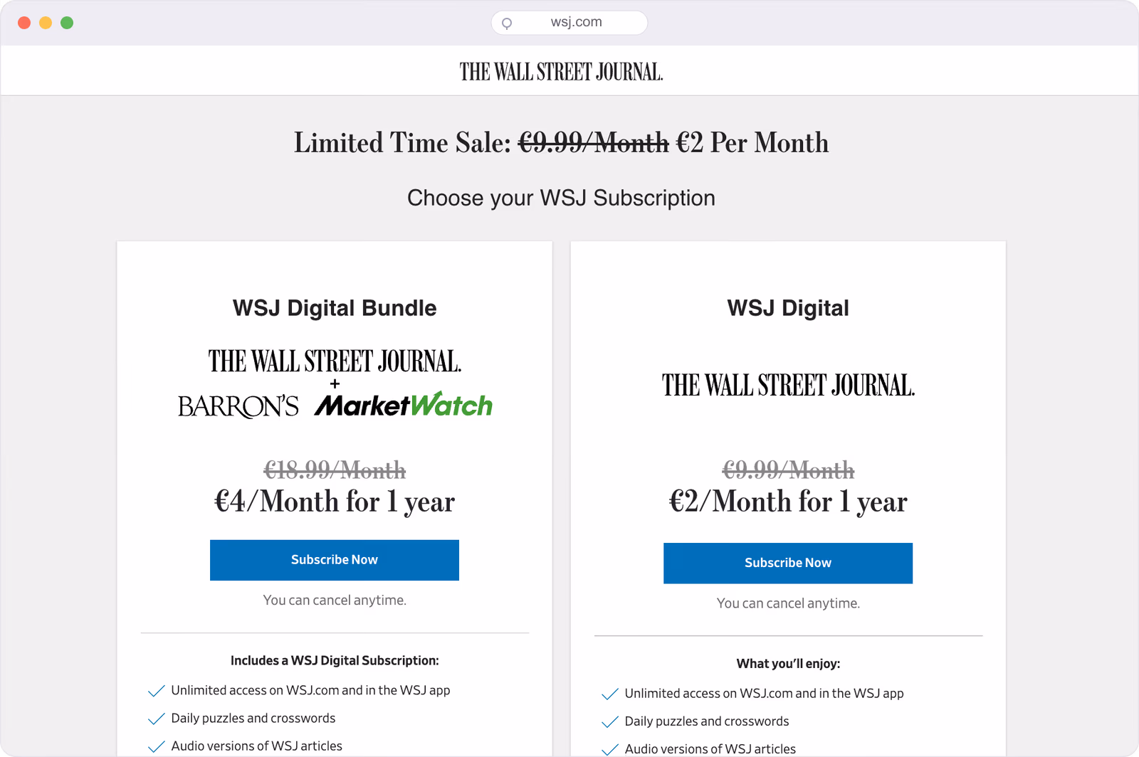 The Wall Street Journal subscription offer