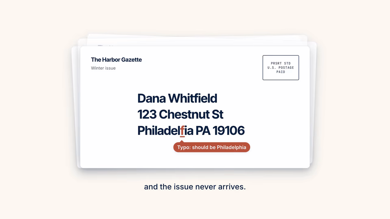 Pelcro USPS address verification: catch address errors before you print